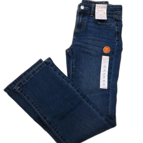 Jumping Beans Girls Midrise Dark Wash Denim Blue Jeans Size 10 Bootcut NEW - Picture 1 of 8
